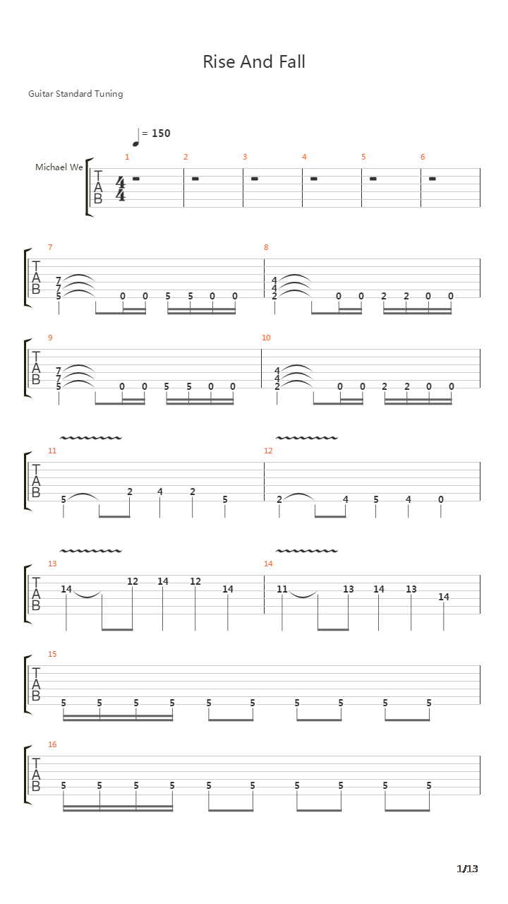 Rise And Fall吉他谱