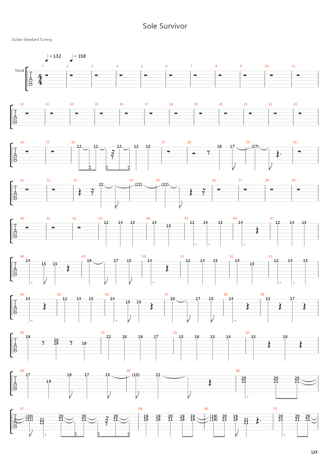 Sole Survivor吉他谱