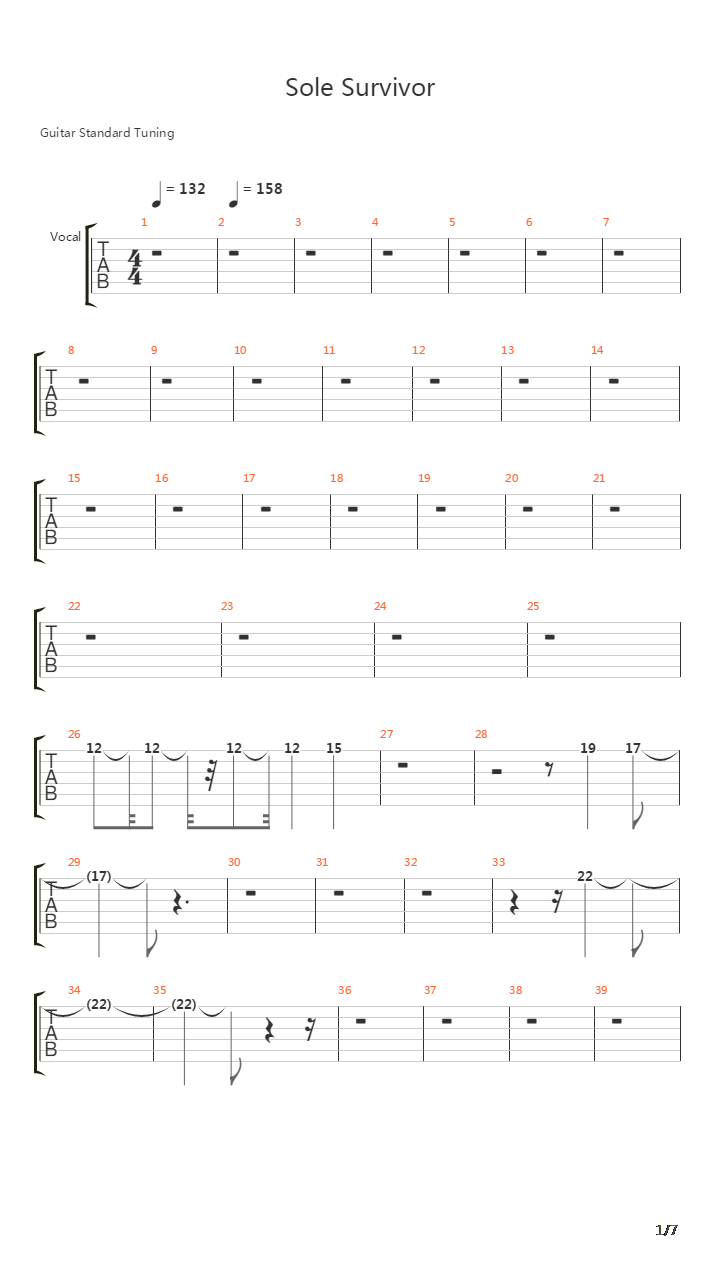 Sole Survivor吉他谱