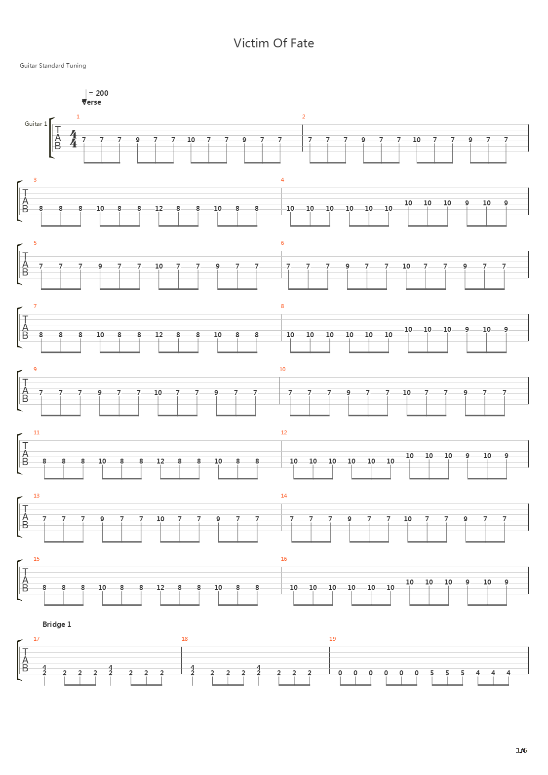 Victim Of Fate吉他谱