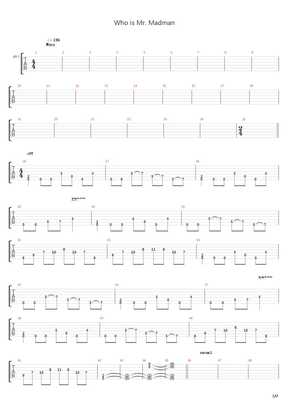 Who Is Mr Madman吉他谱