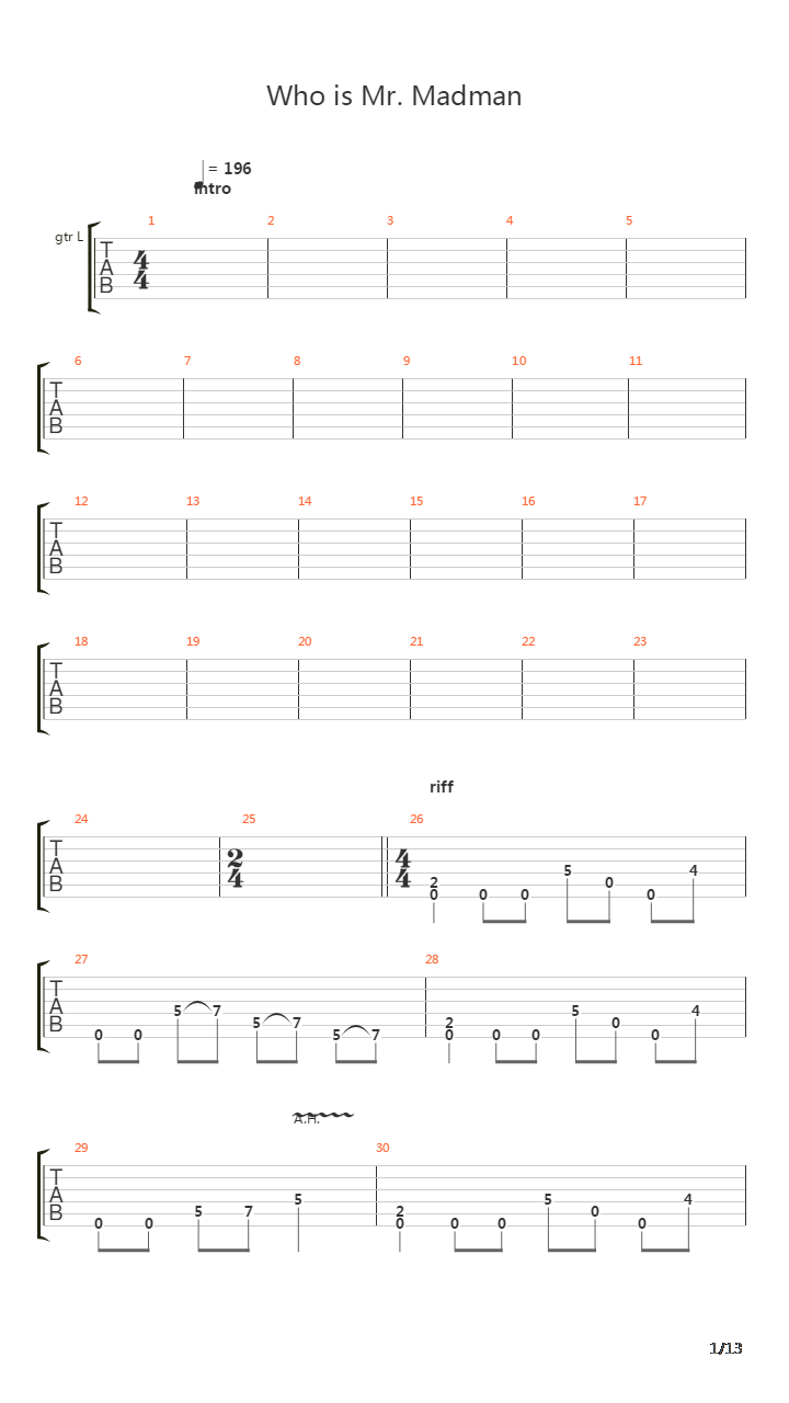 Who Is Mr Madman吉他谱