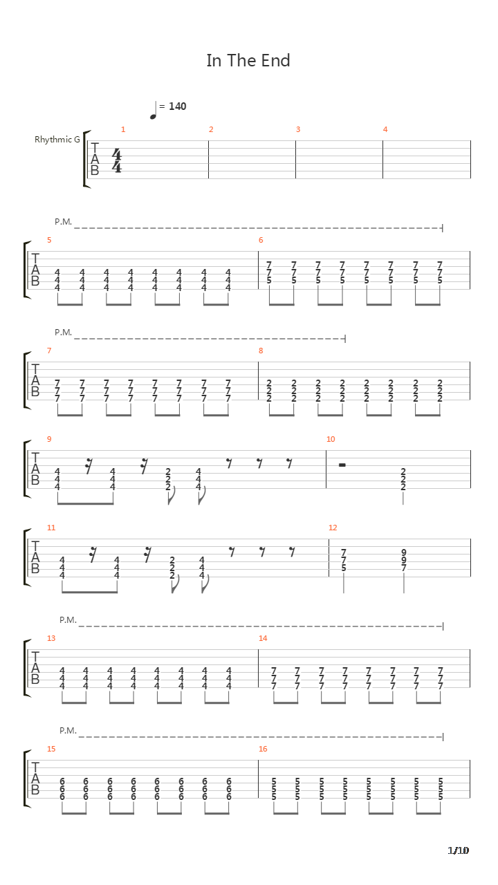 In The End吉他谱
