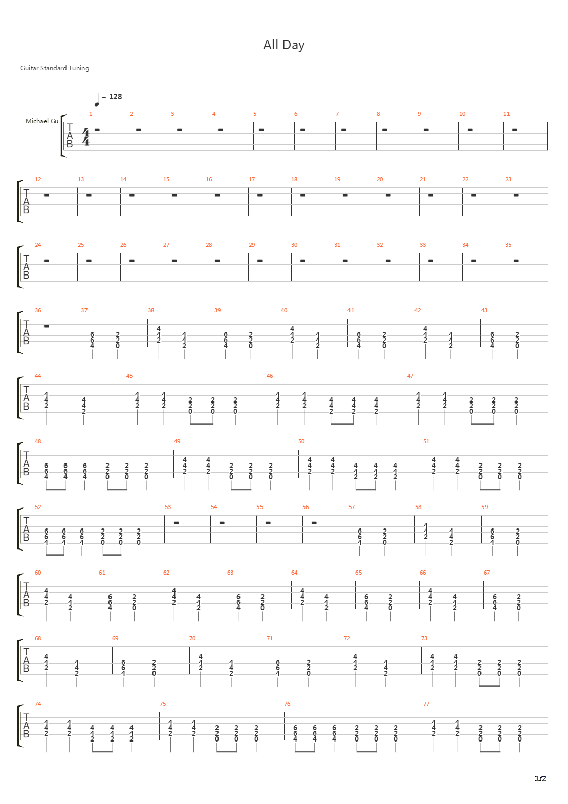 All Day吉他谱