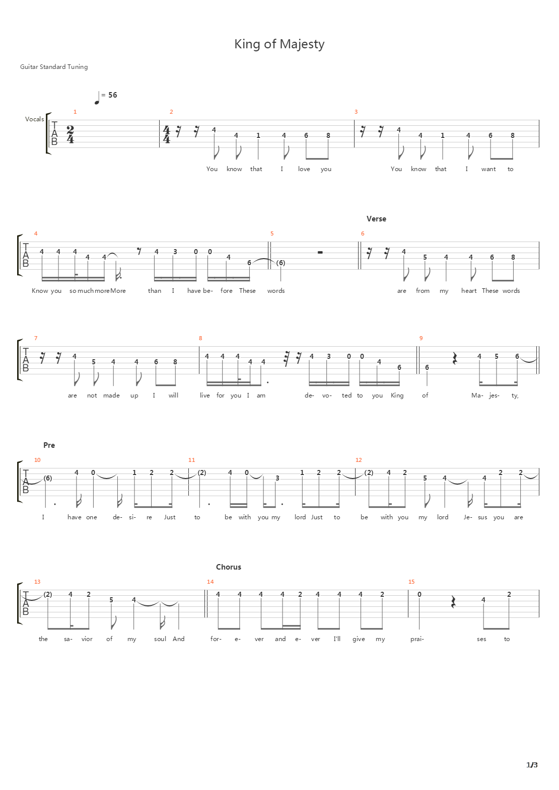 King Of Majesty吉他谱