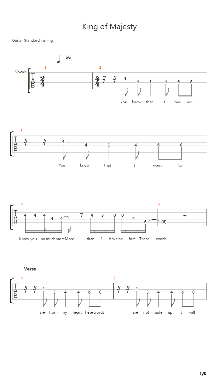 King Of Majesty吉他谱