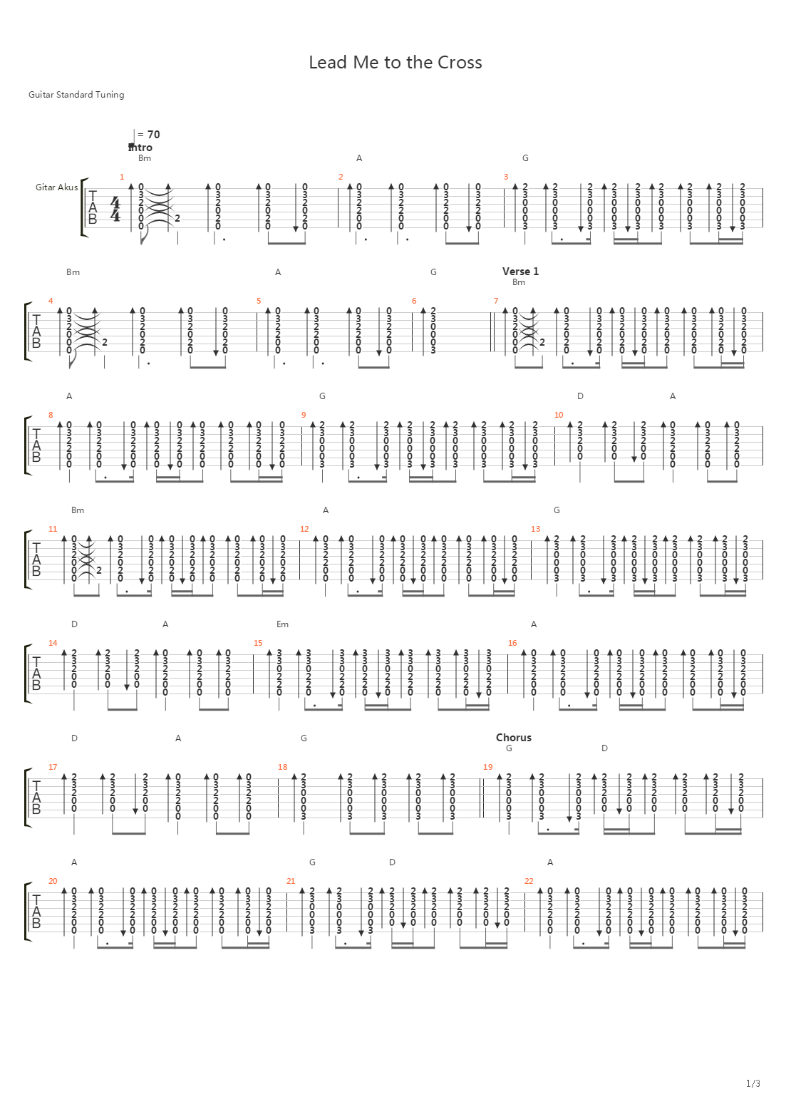 Lead Me To The Cross吉他谱