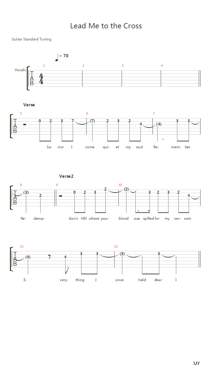 Lead Me To The Cross吉他谱