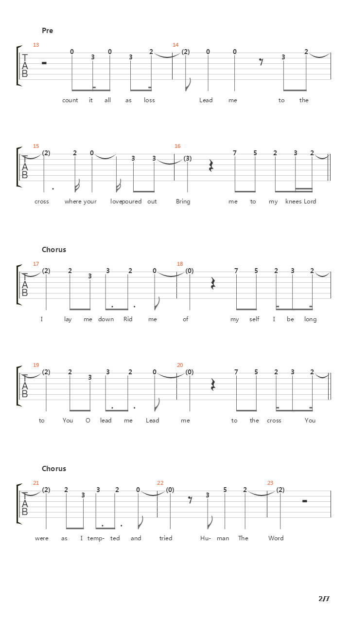 Lead Me To The Cross吉他谱