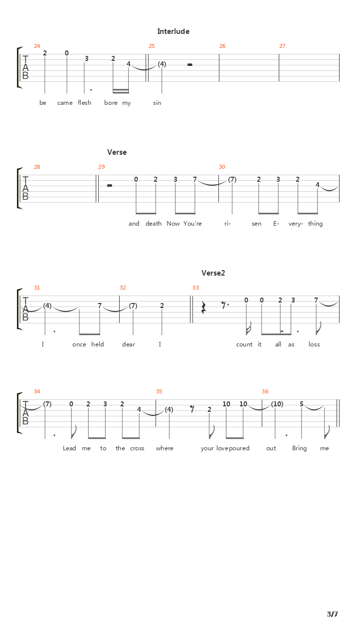 Lead Me To The Cross吉他谱