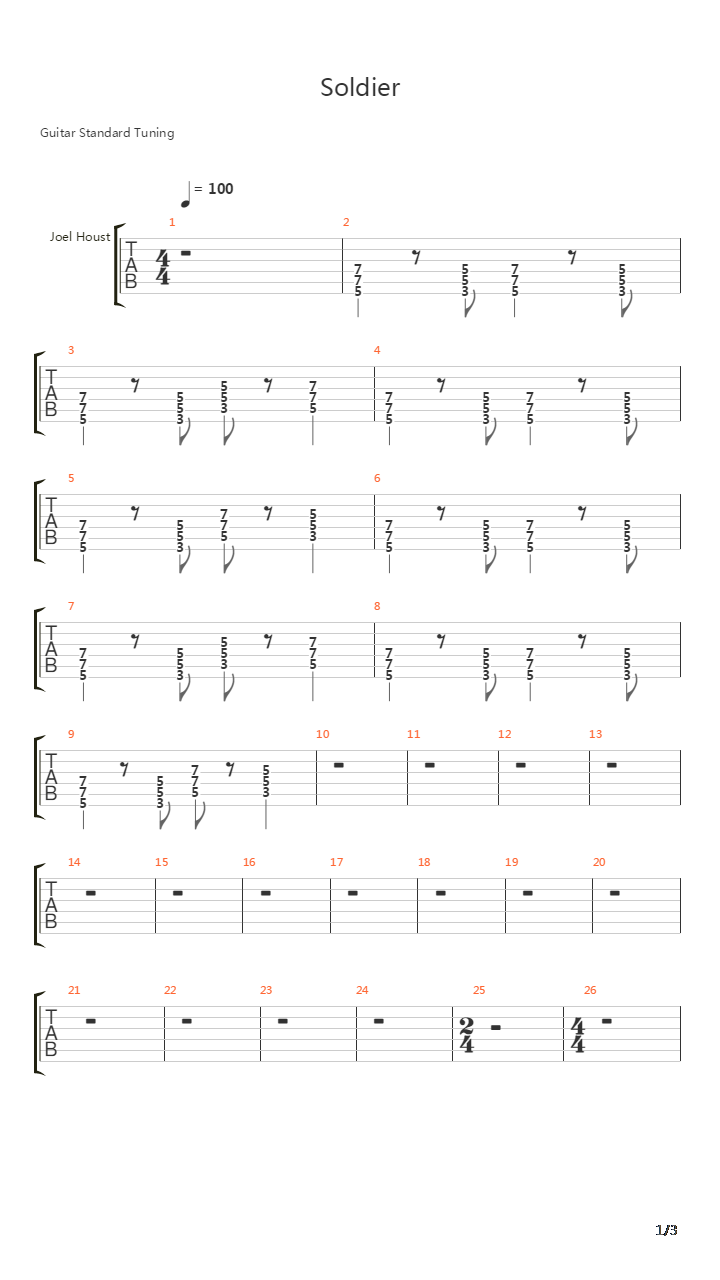 Soldier吉他谱