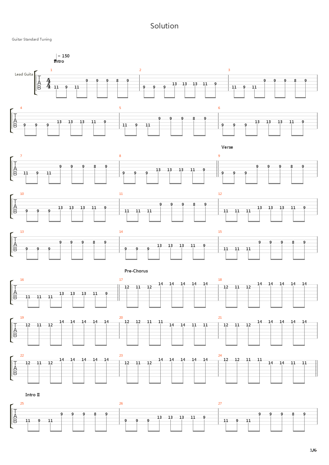 Solution吉他谱
