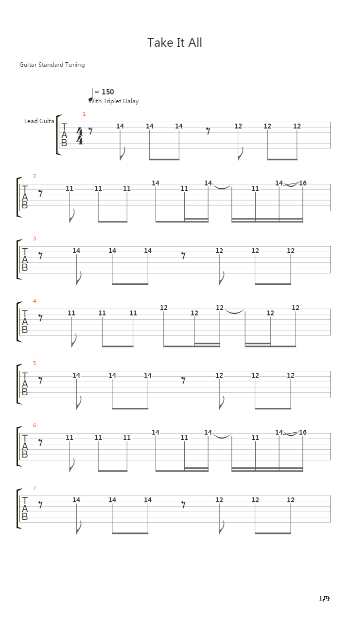 Take It All吉他谱