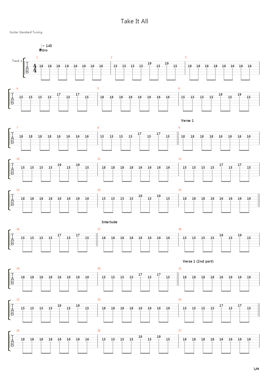 Take It All吉他谱