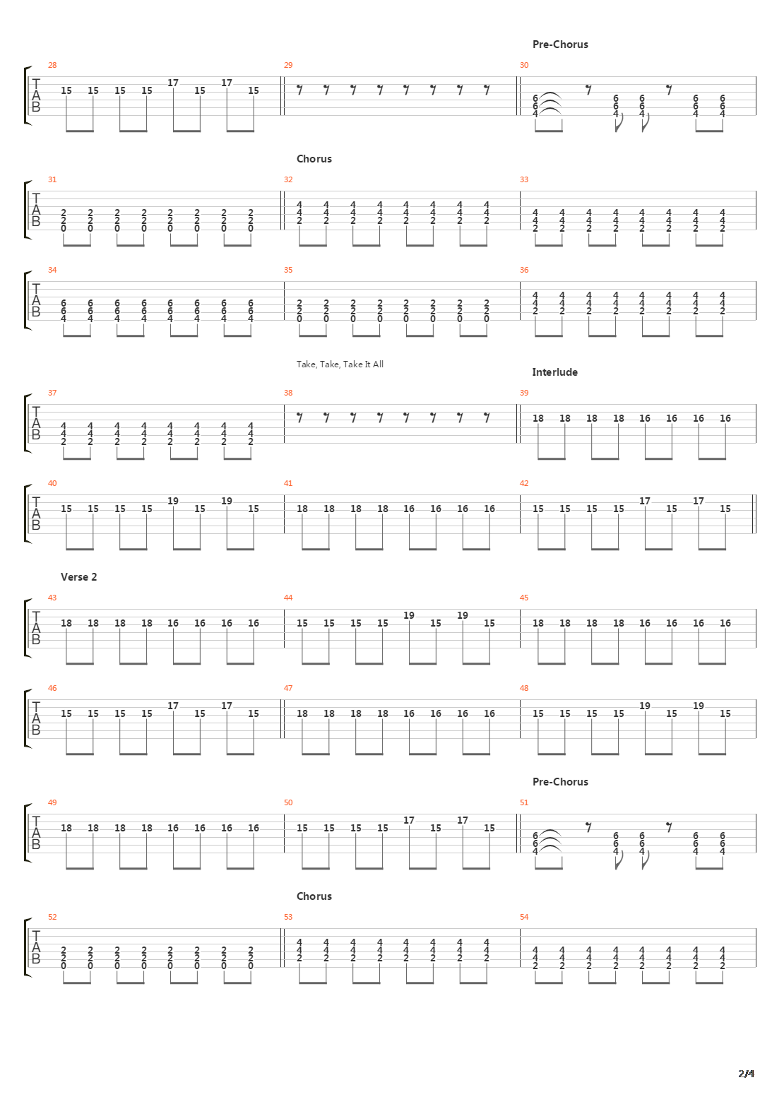 Take It All吉他谱