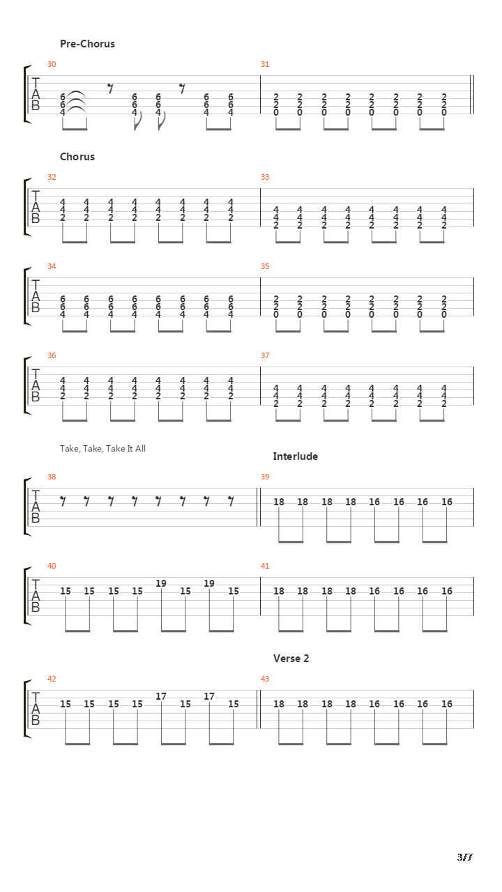 Take It All吉他谱