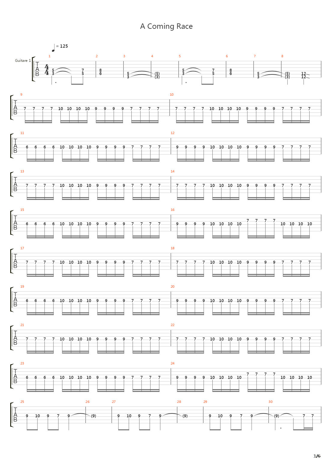 A Coming Race吉他谱