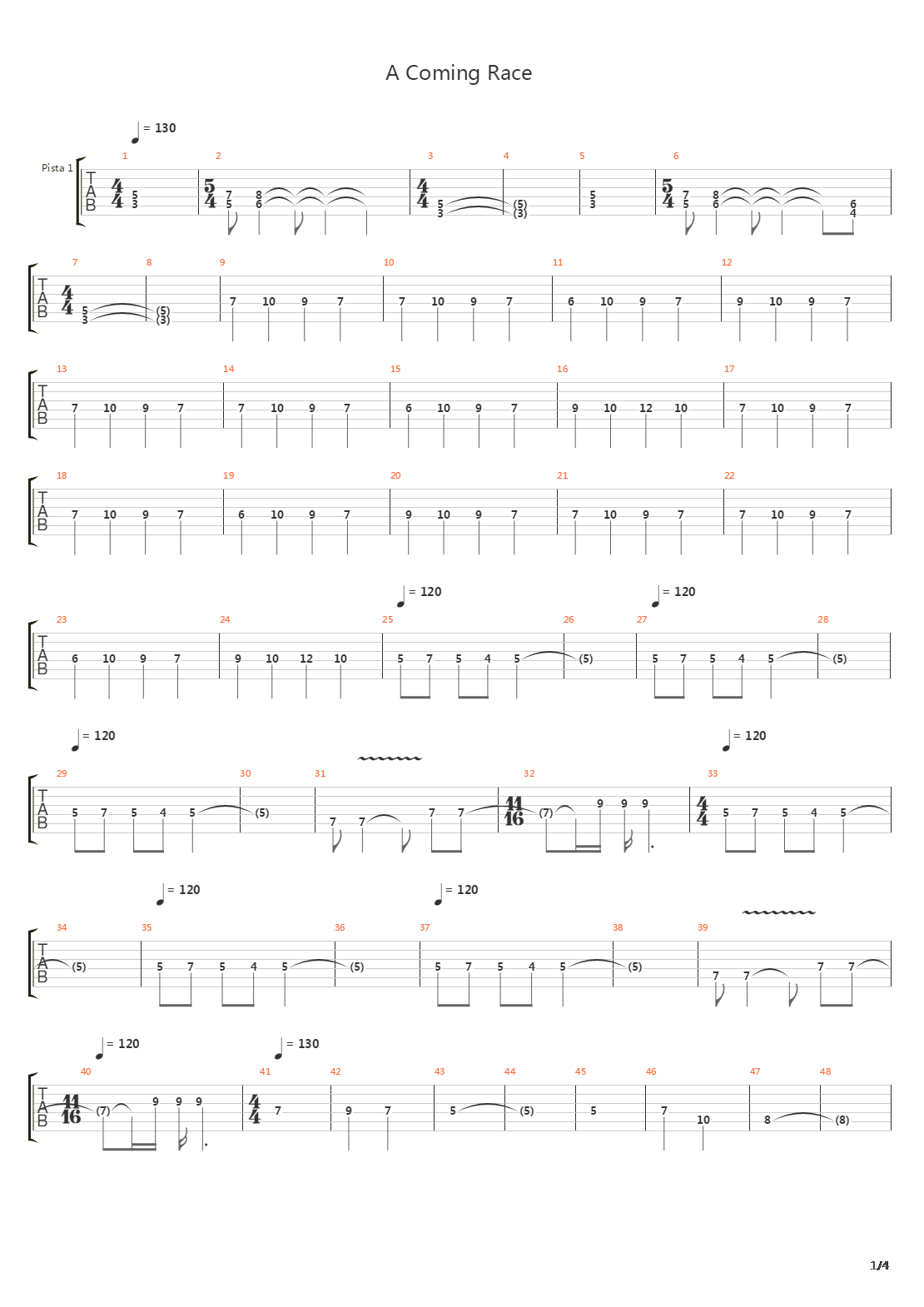 A Coming Race吉他谱