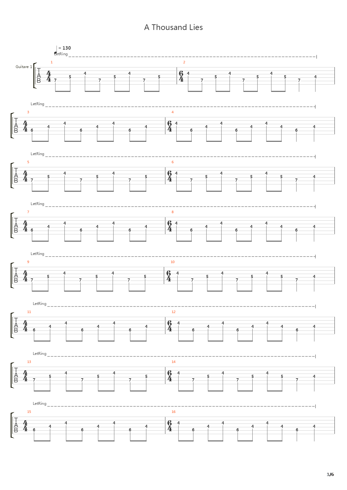 A Thousand Lies吉他谱