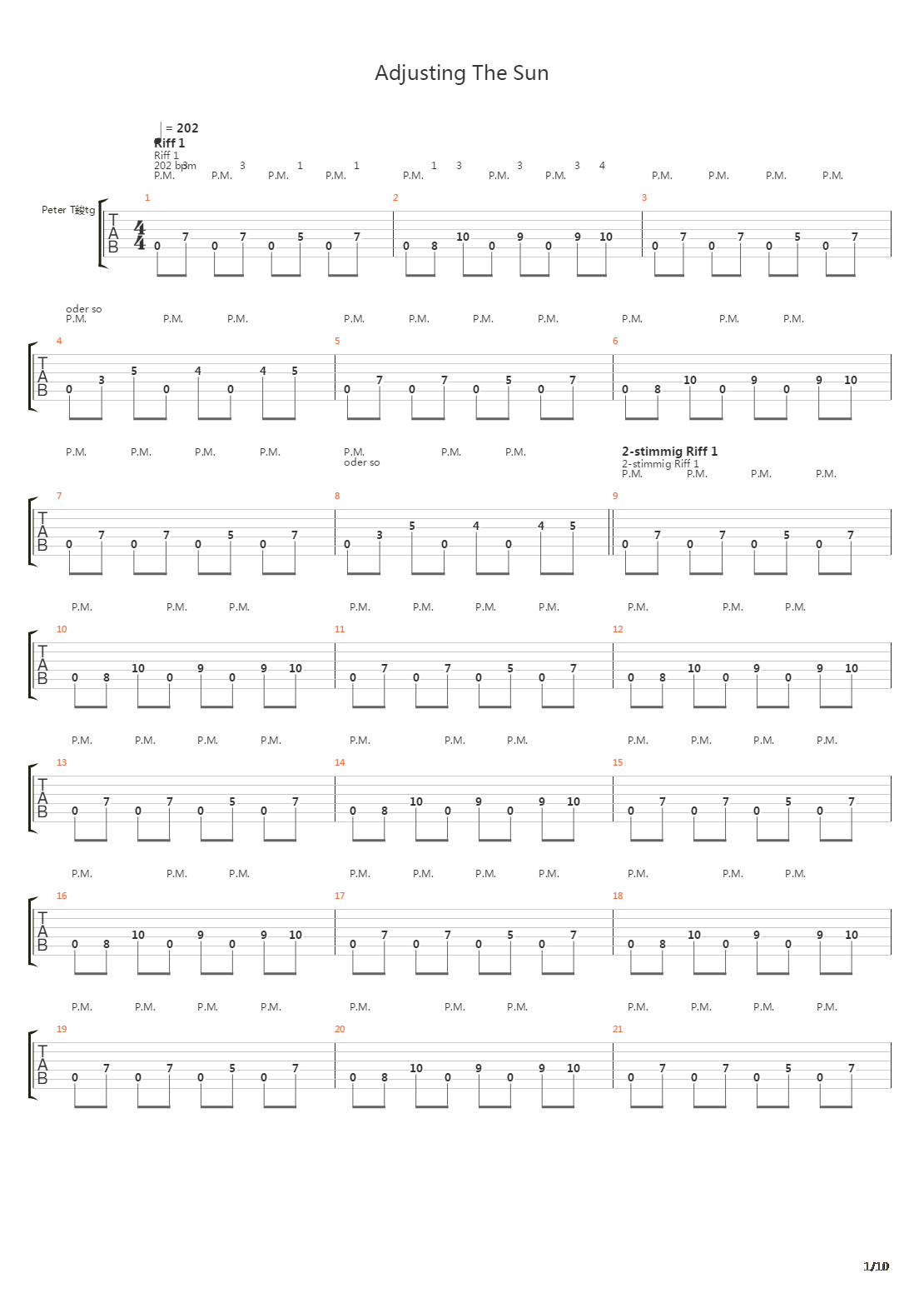 Adjusting The Sun吉他谱