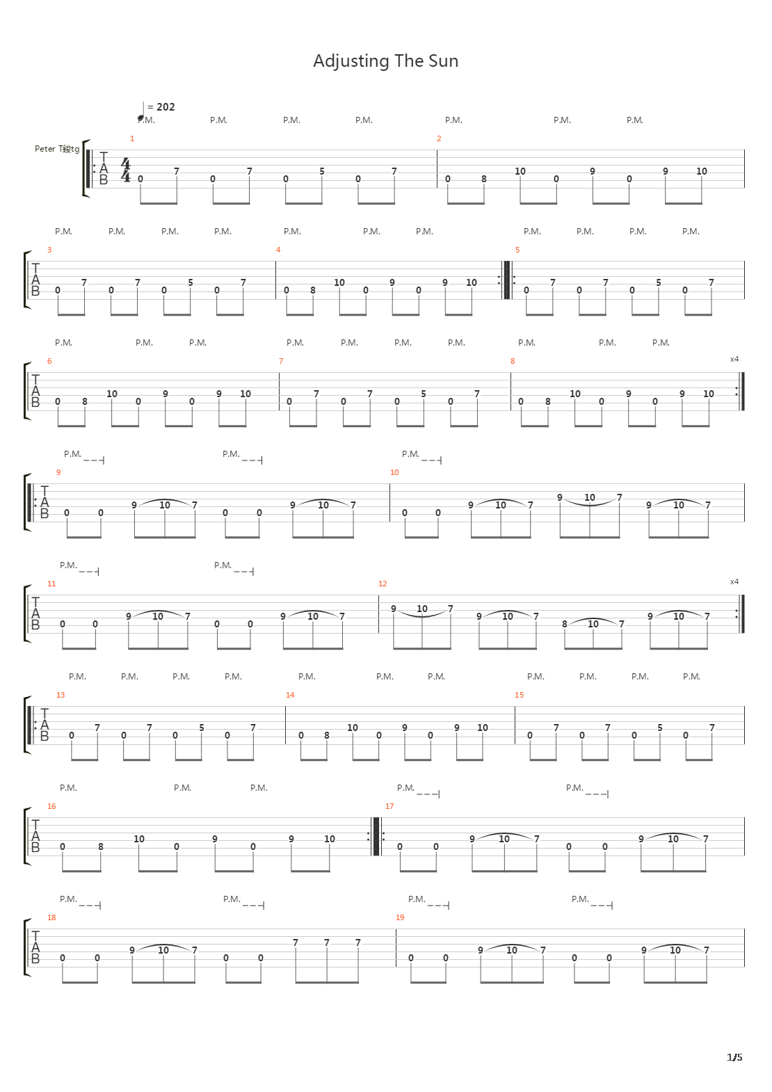 Adjusting The Sun吉他谱