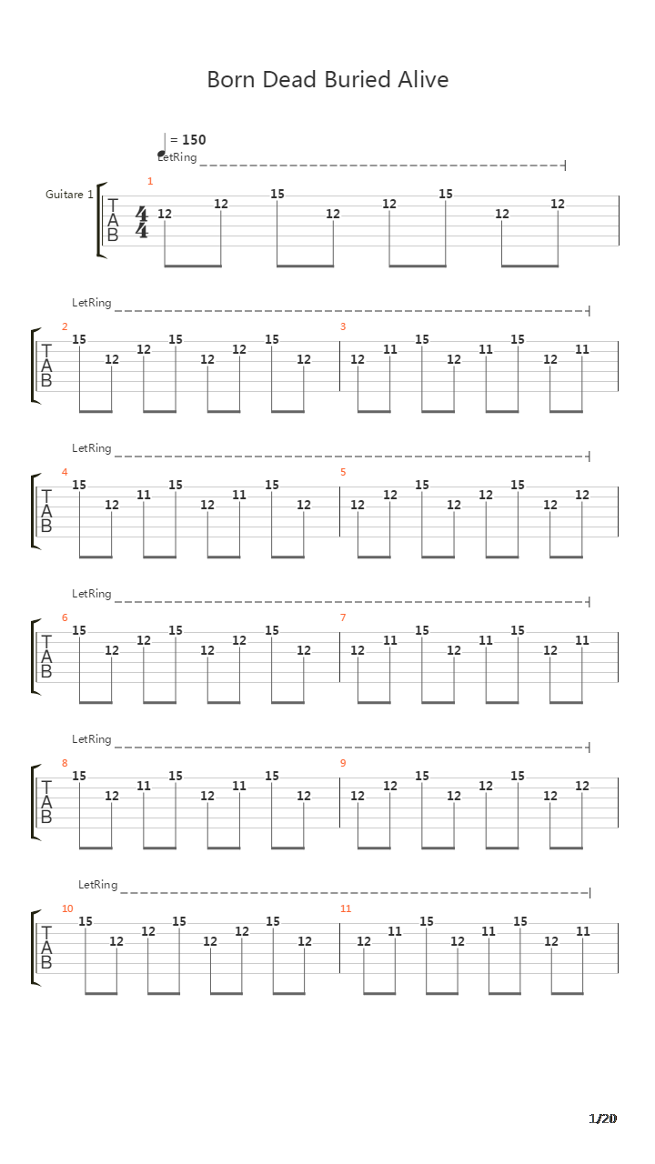 Born Dead Buried Alive吉他谱