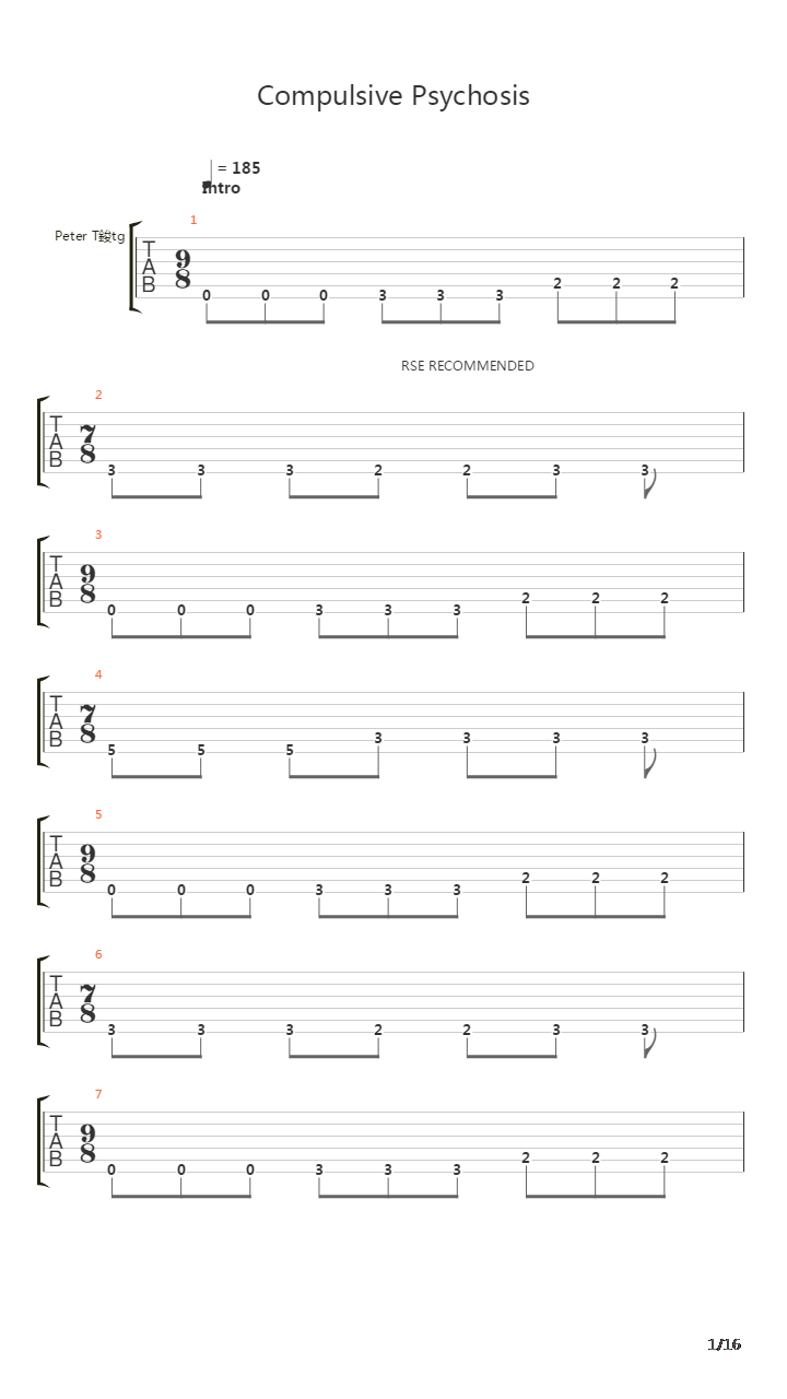 Compulsive Psychosis吉他谱