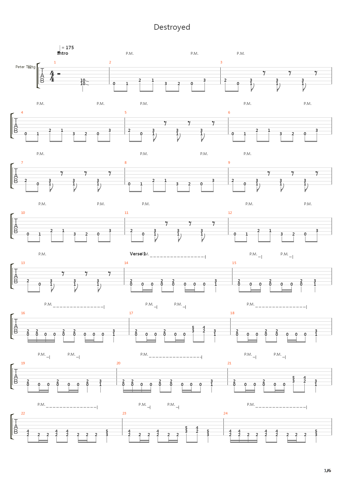 Destroyed吉他谱