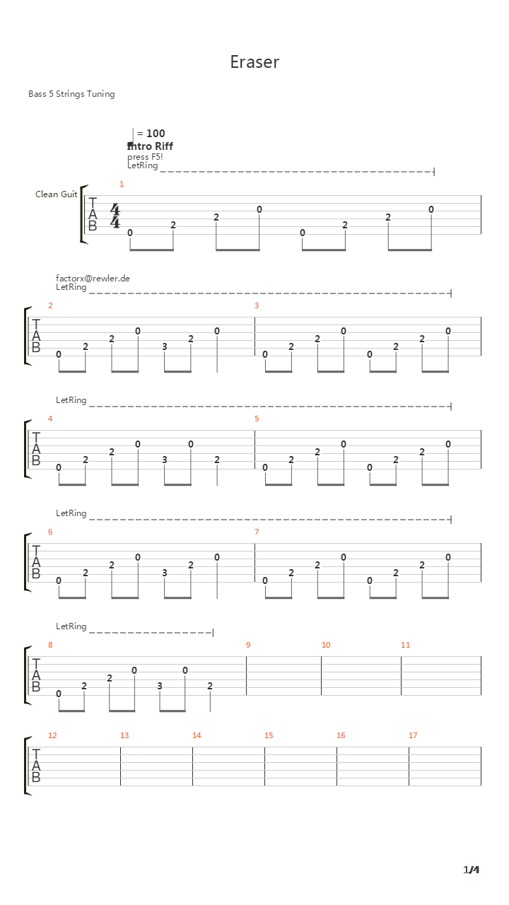 Eraser吉他谱