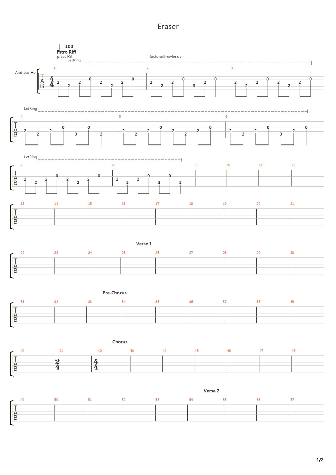 Eraser吉他谱