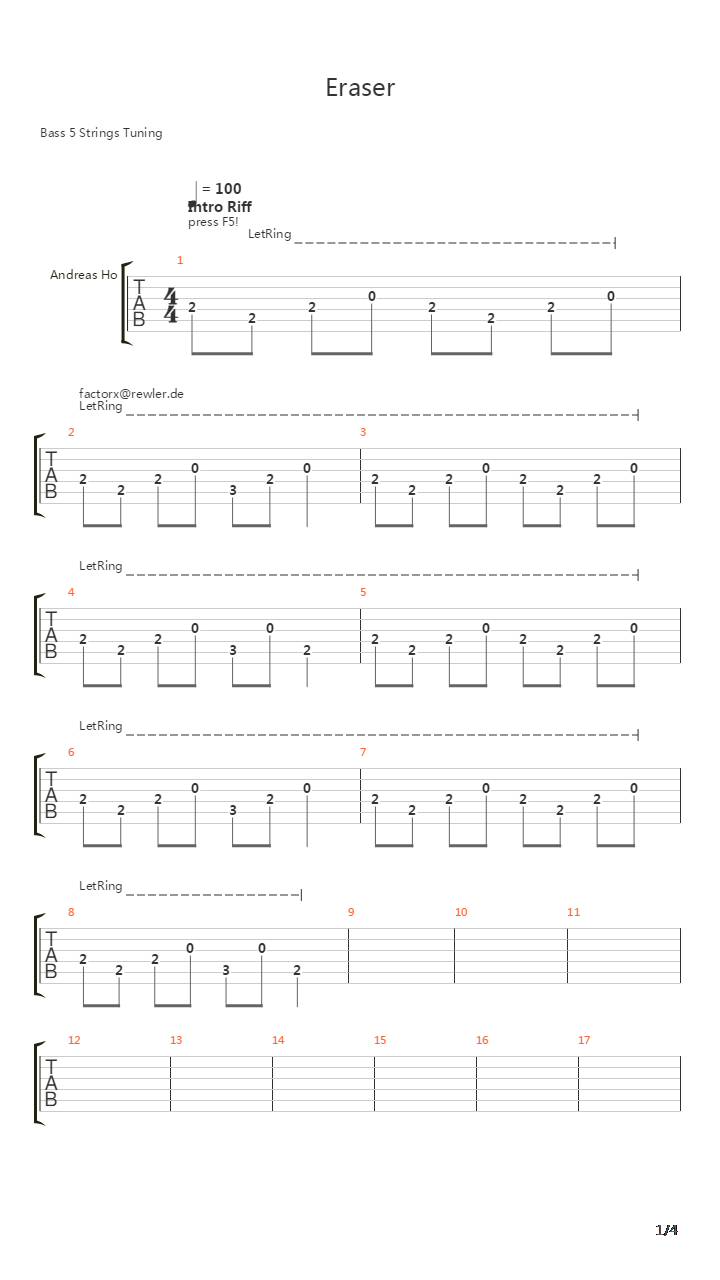 Eraser吉他谱