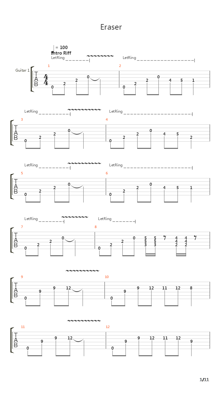 Eraser吉他谱