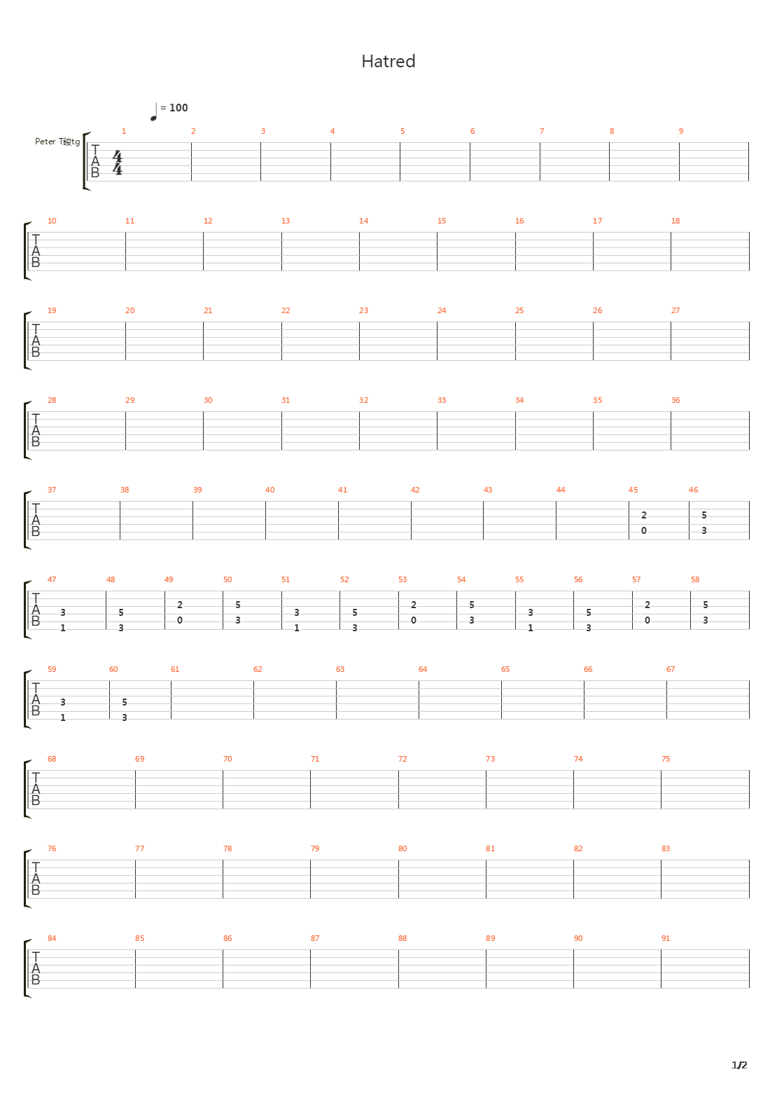 Hatred吉他谱