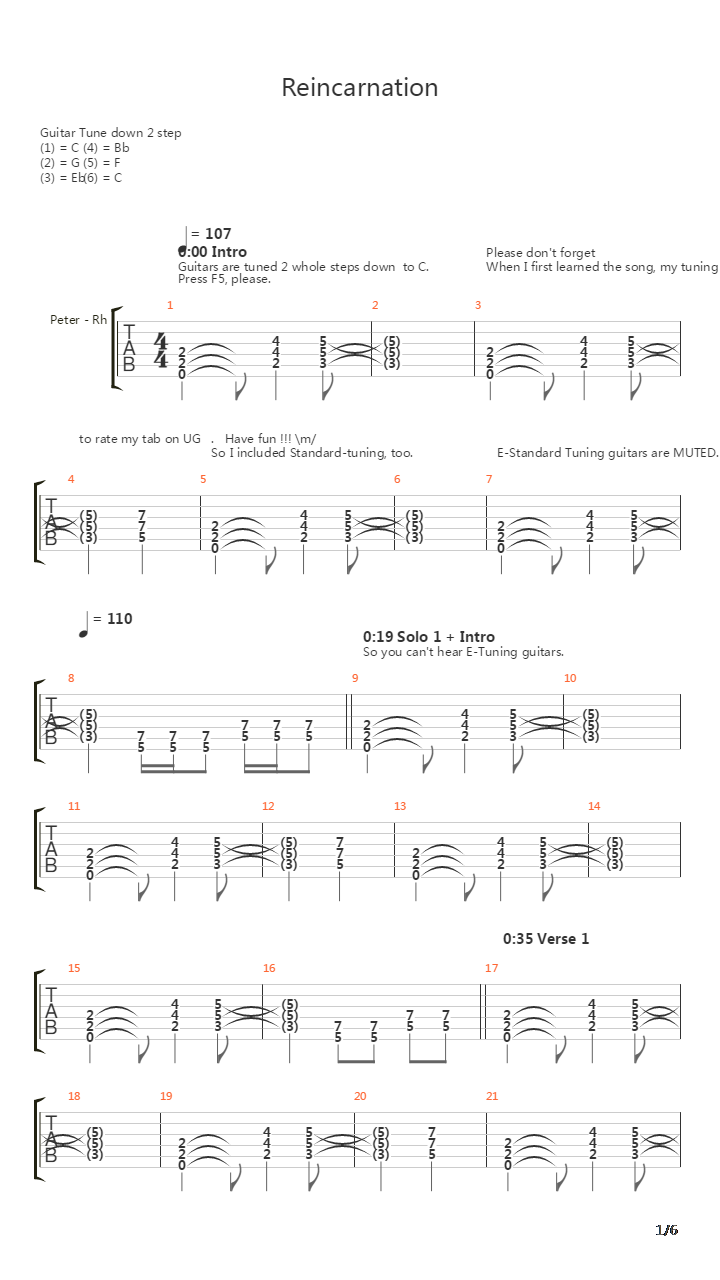 Reincarnation吉他谱