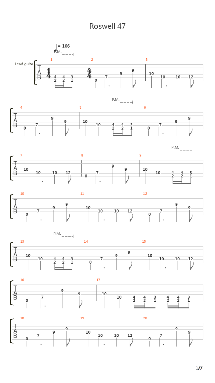 Roswell 47吉他谱