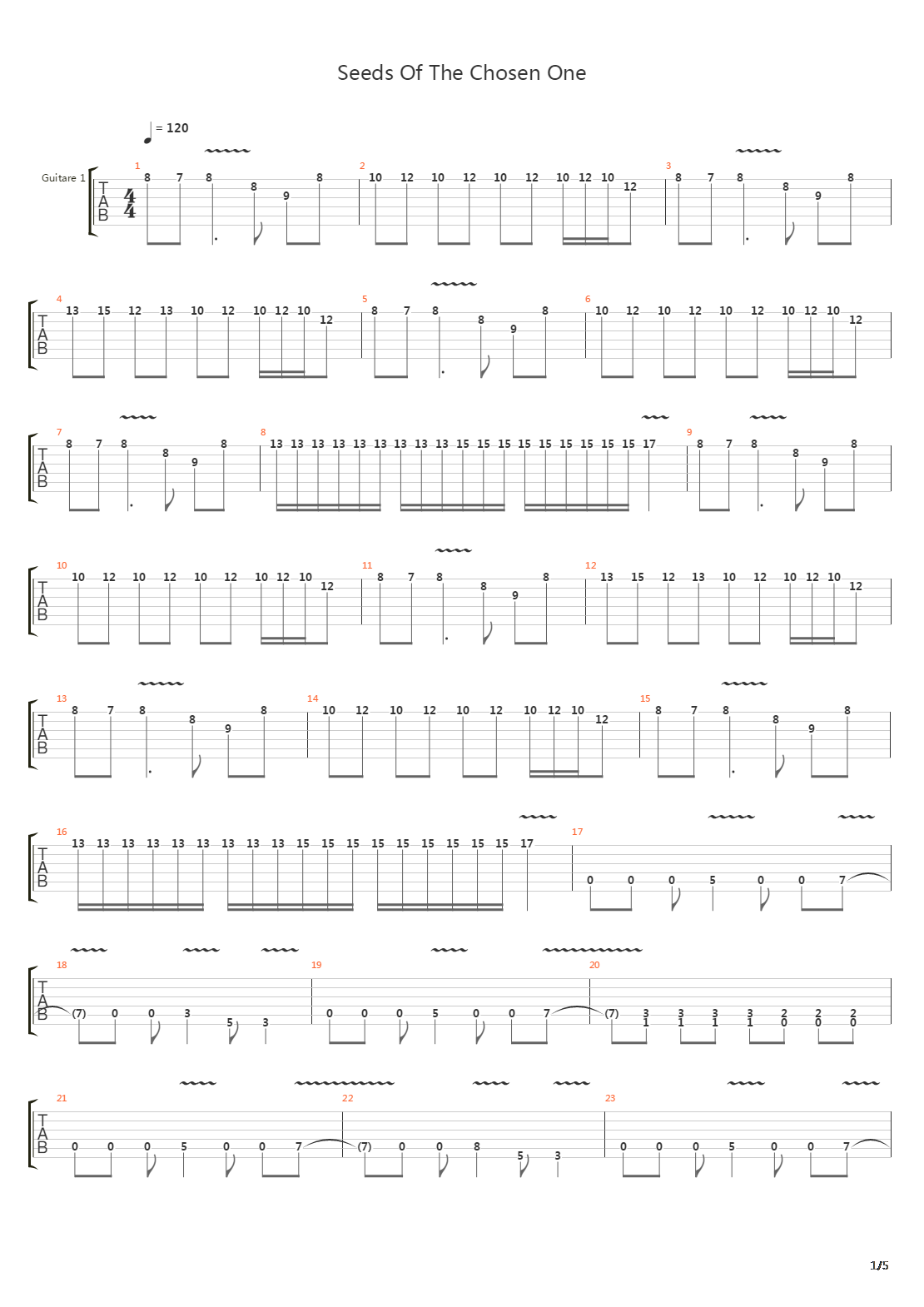 Seeds Of The Chosen One吉他谱
