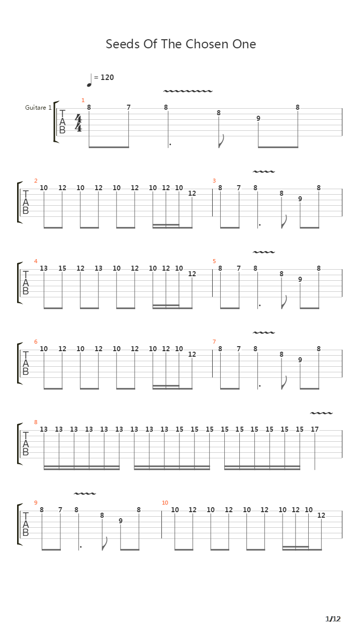 Seeds Of The Chosen One吉他谱