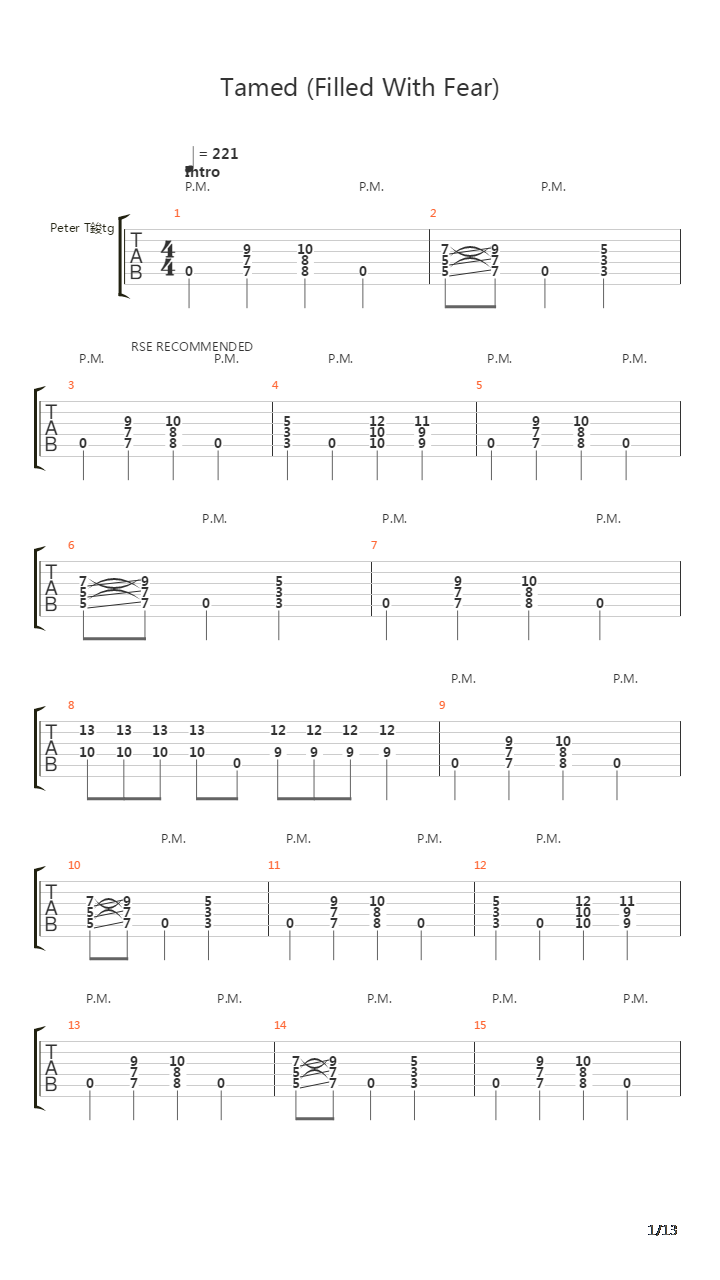 Tamed Filled With Fear吉他谱