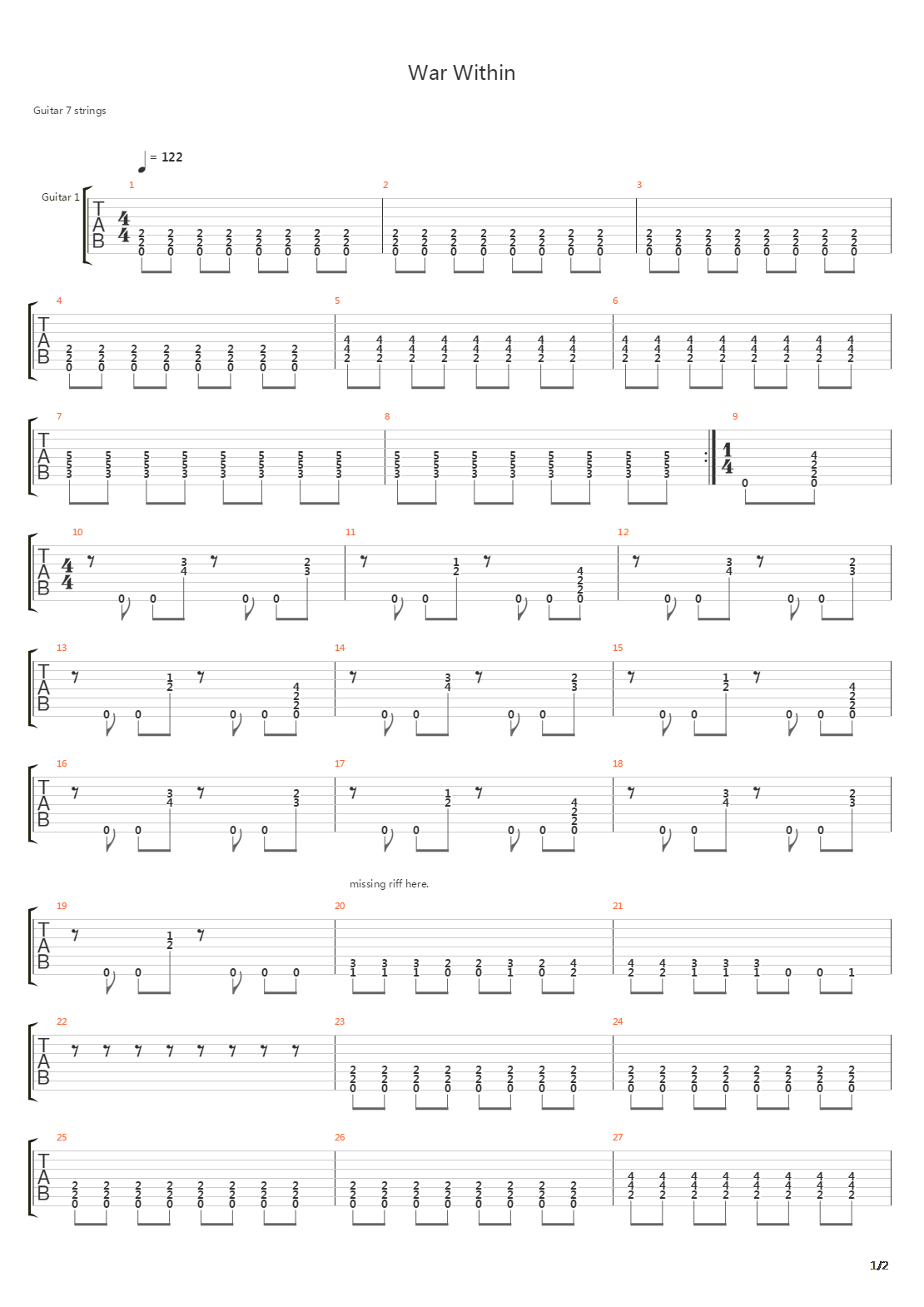 War Within吉他谱
