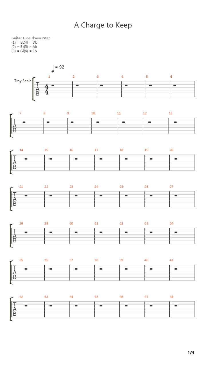 A Charge To Keep吉他谱