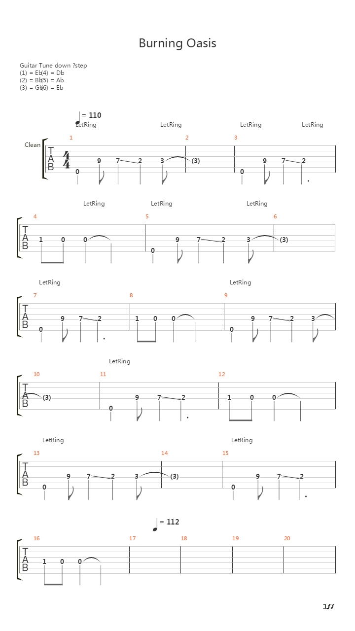 Burning Oasis吉他谱