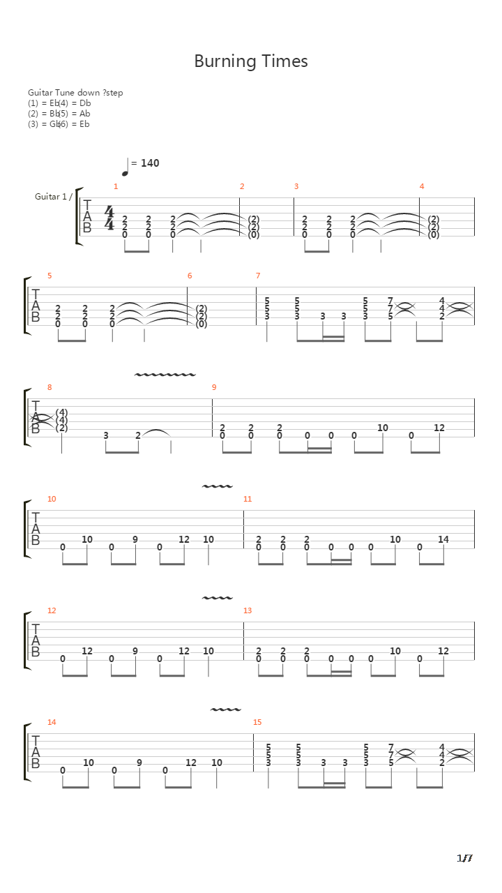 Burning Times吉他谱
