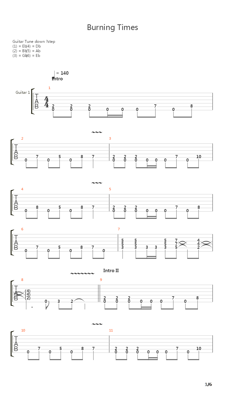 Burning Times吉他谱