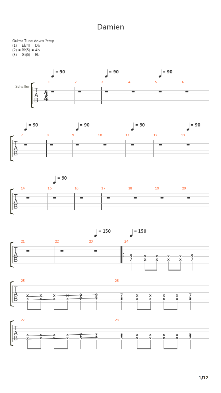 Damien吉他谱