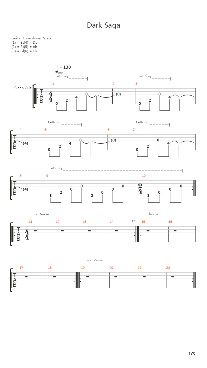 Dark Saga吉他谱