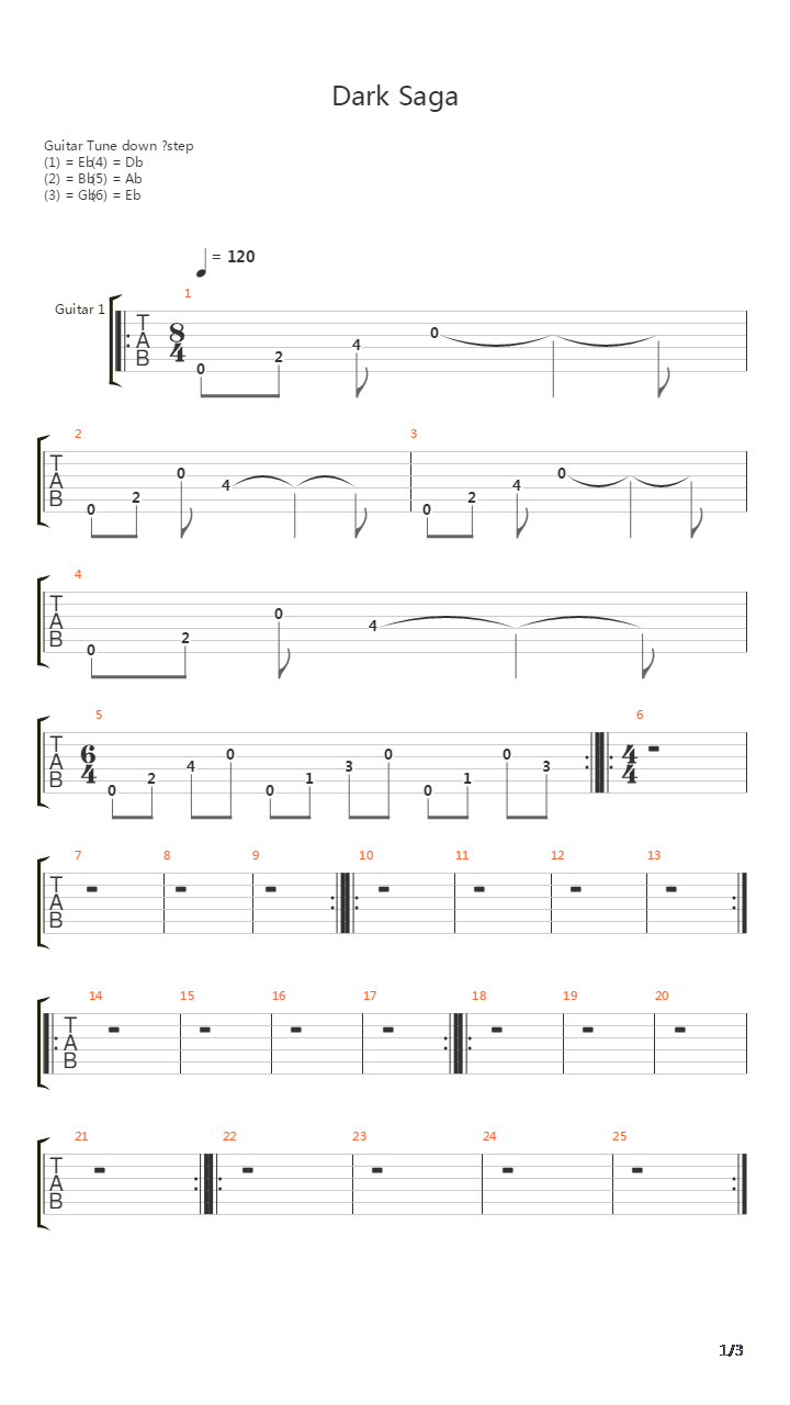 Dark Saga吉他谱