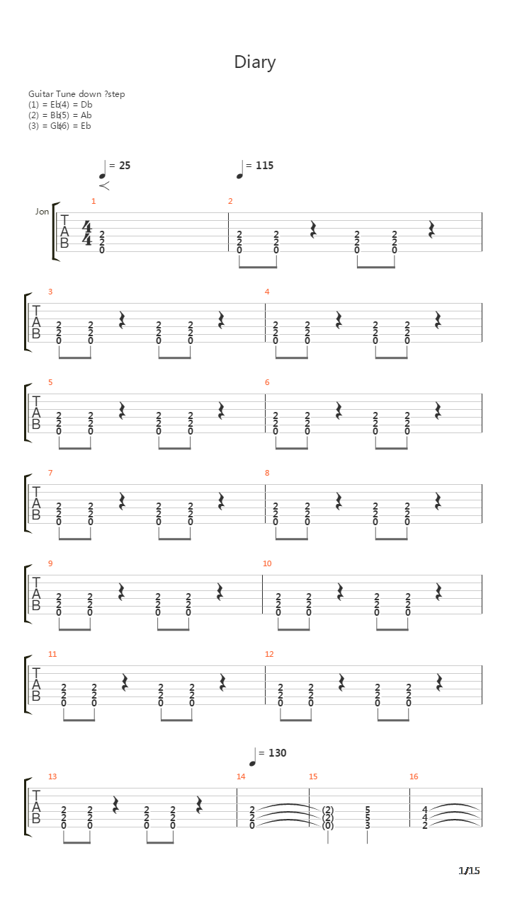 Diary吉他谱