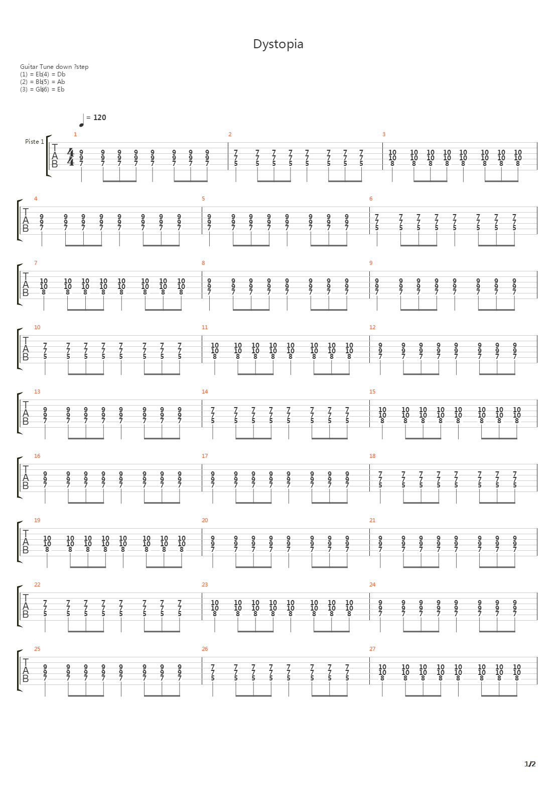 Dystopia吉他谱