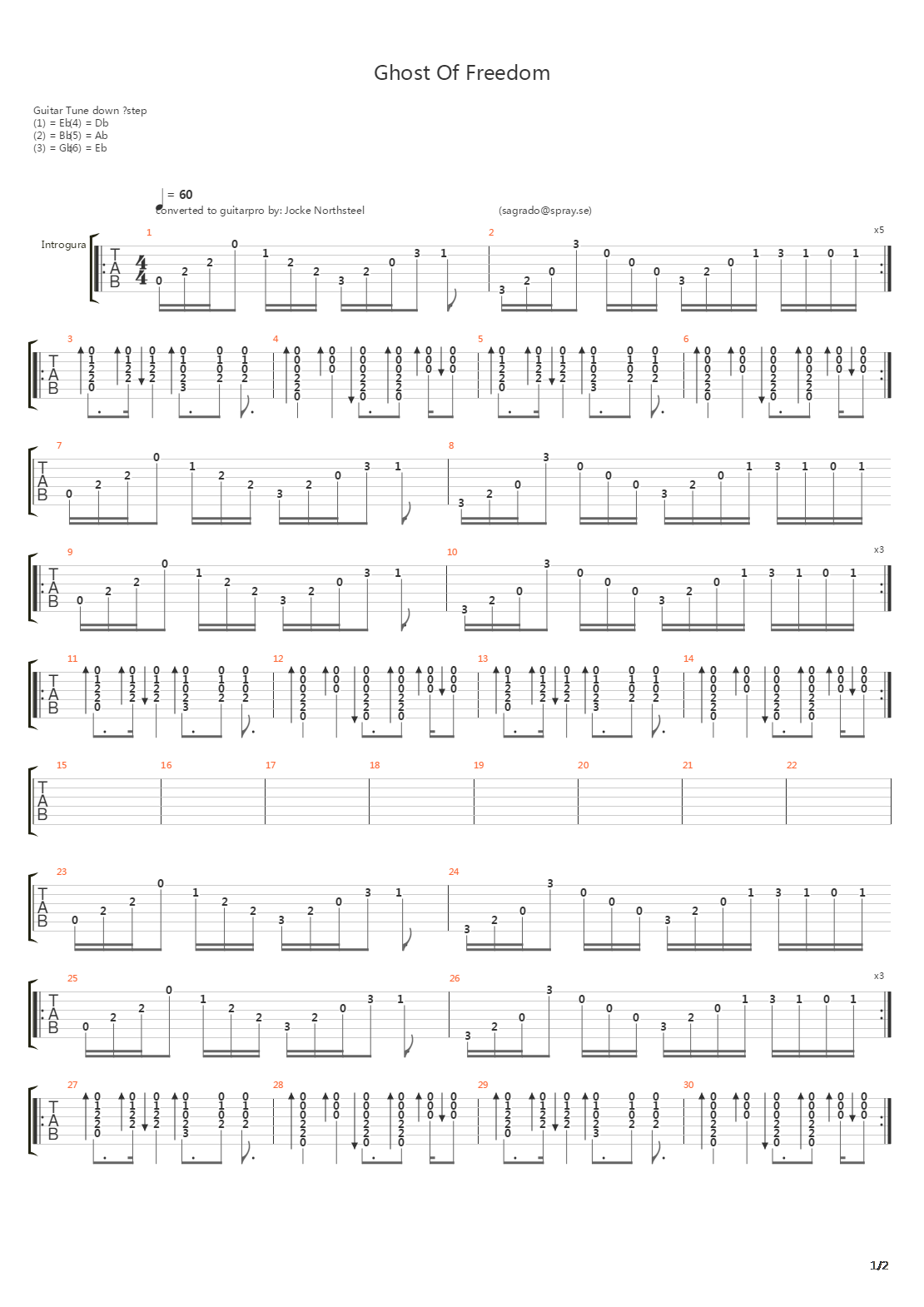 Ghost Of Freedom吉他谱