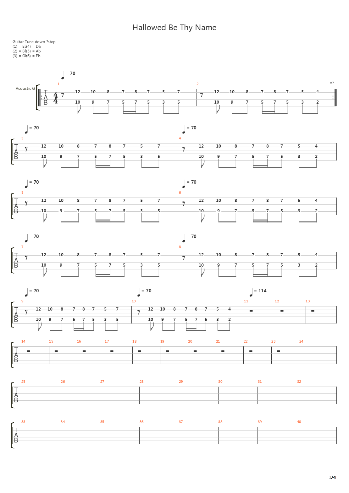 Hallowed Be Thy Name吉他谱